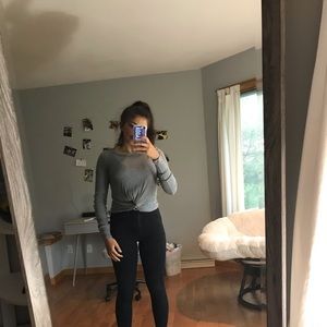 BARELY WORN grey ribbed aerie long sleeve